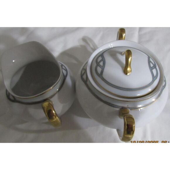 Meito China covered sugar and creamer set Helena pattern 1920-1940 art deco - Picture 6 of 8